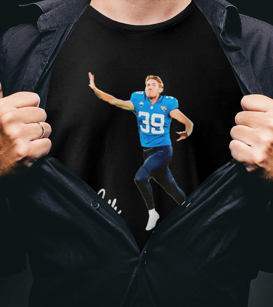 Cam Little Jacksonville Jaguars 39 Player Jumping Action T-Shirt