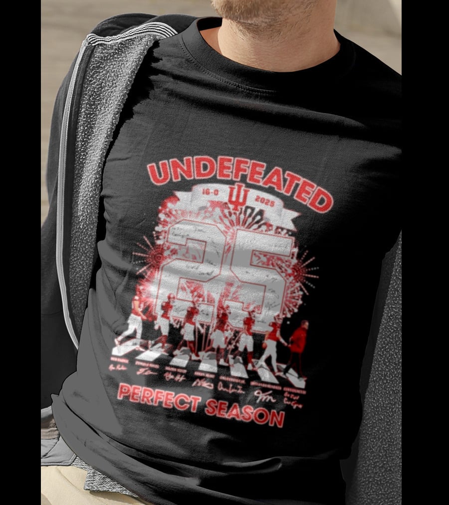 Indiana Hoosiers 2025 Undefeated 16 0 Perfect Season Signatures T-Shirt