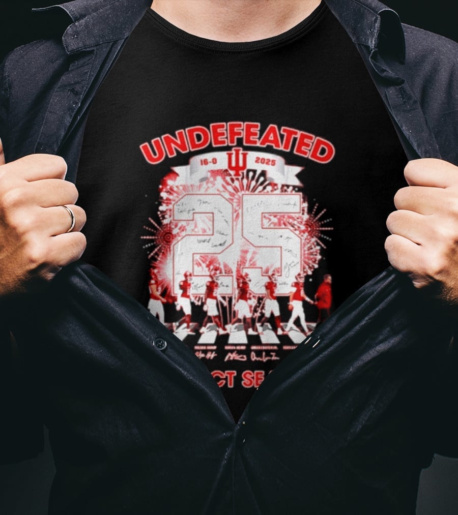 Indiana Hoosiers 2025 Undefeated 16 0 Perfect Season Signatures T-Shirt