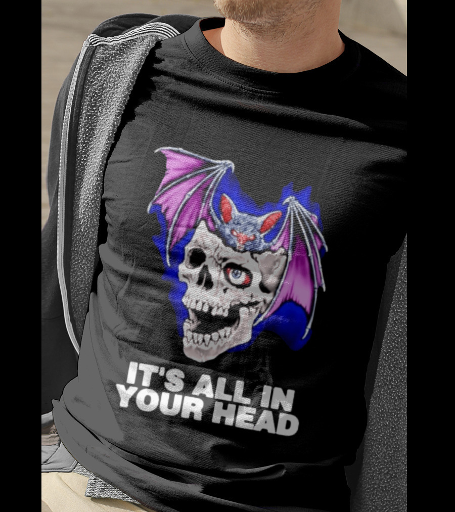It's All In Your Head Bat Skull Gothic Colorful Horror T-Shirt