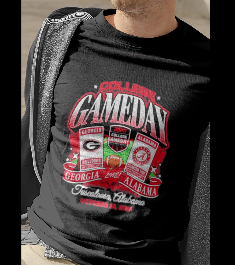 College Gameday Georgia Bulldogs Vs Alabama Crimson Tide Live Tuscaloosa October 10 2026 T-Shirt