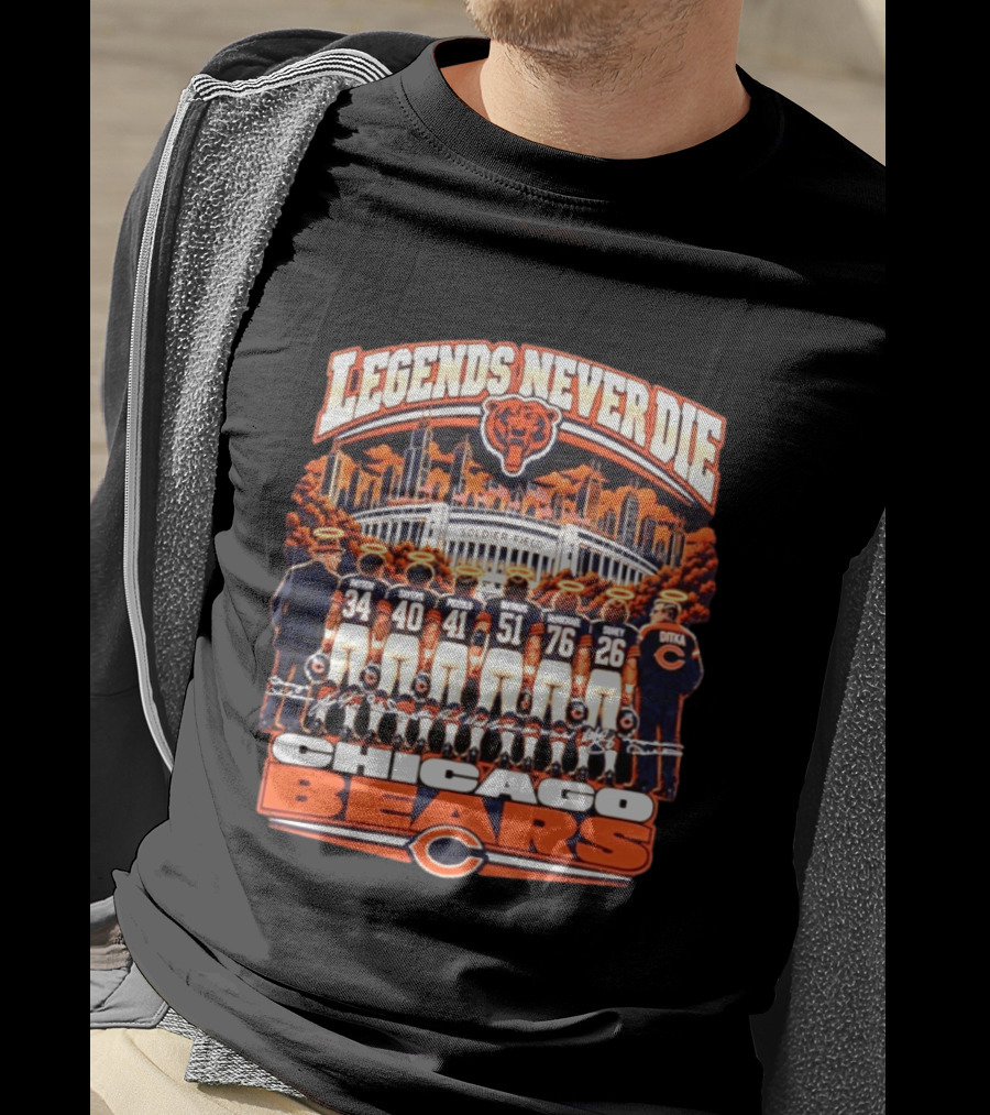 Legends Never Die Chicago Bears Soldier Field Walter Payton Sayers Singletary Ditka T-Shirt