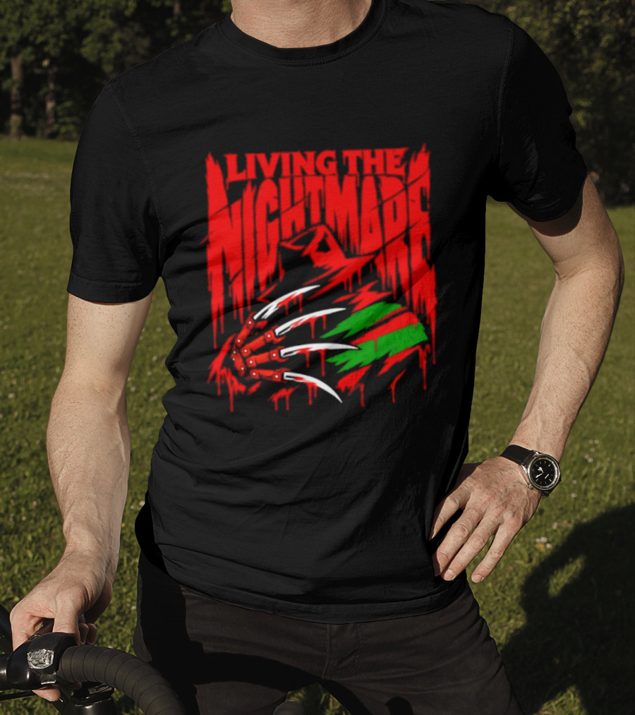 Living The Nightmare Freddy Krueger Halloween Claw Horror Movie T-Shirt