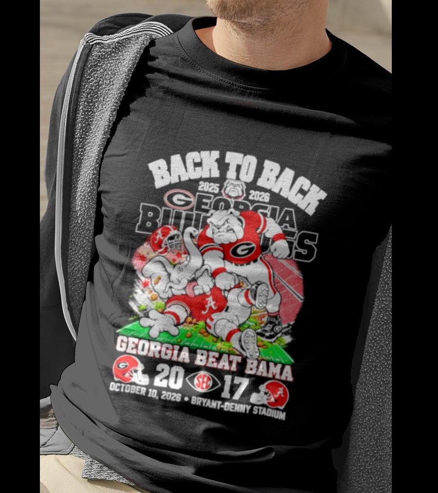 Back To Back Georgia Bulldogs Beat Bama 20 17 October 31 2026 Sanford Stadium T-Shirt
