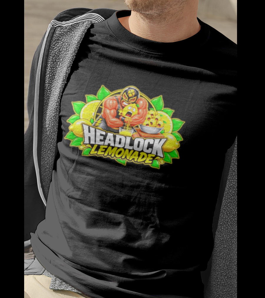 Headlock Lemonade Luchador Squeezing Lemons Cartoon T-Shirt