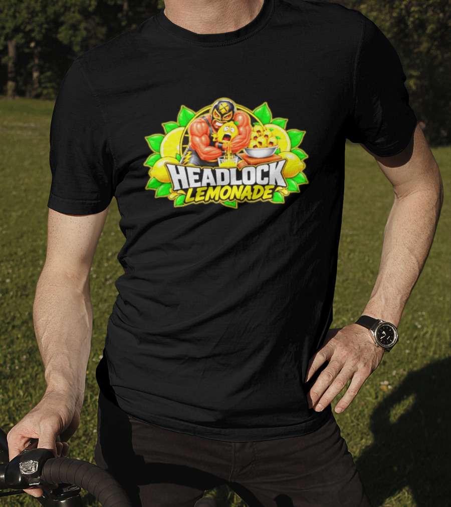Headlock Lemonade Luchador Squeezing Lemons Cartoon T-Shirt