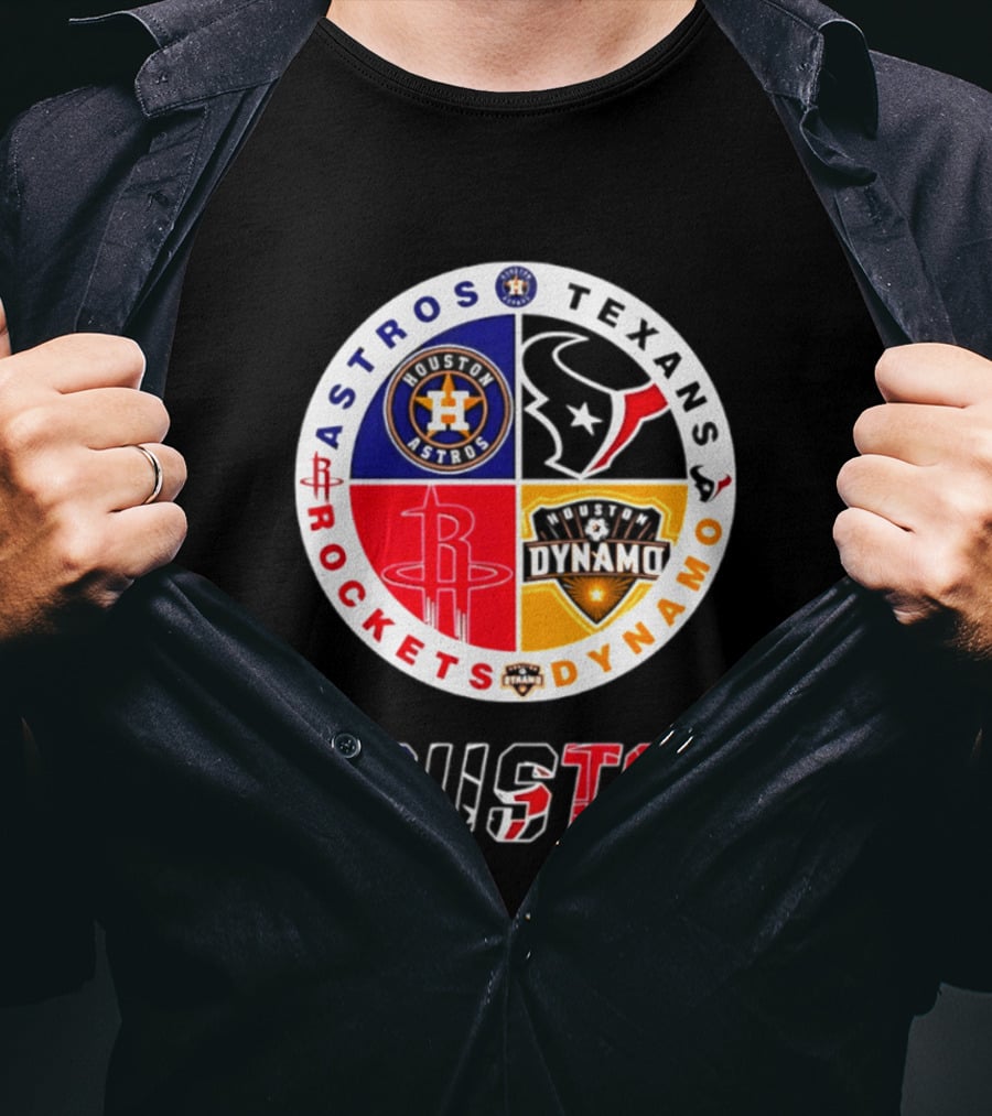 Houston Astros Texans Rockets Dynamo Sports Teams Fan Collection T-Shirt