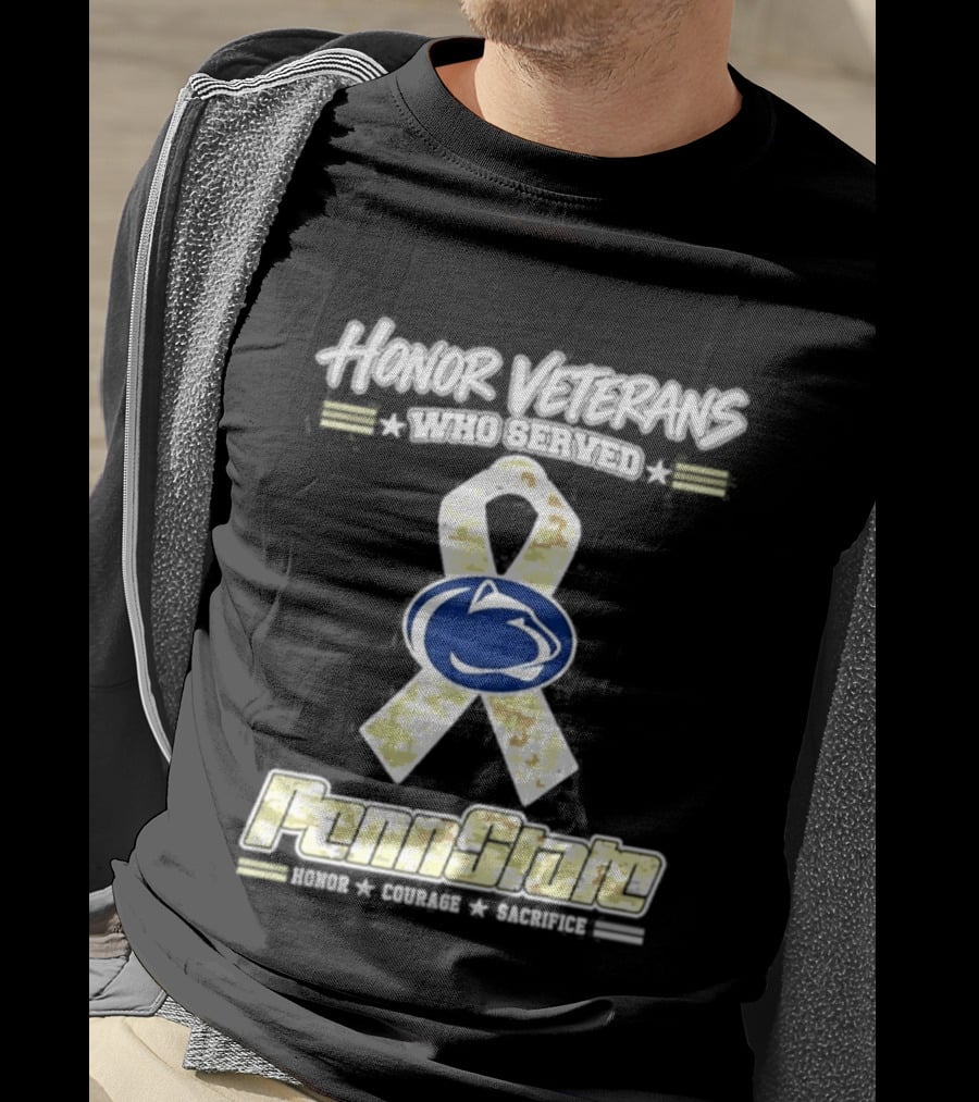 Penn State Nittany Lion Honor Veterans Military Camo Ribbon T-Shirt