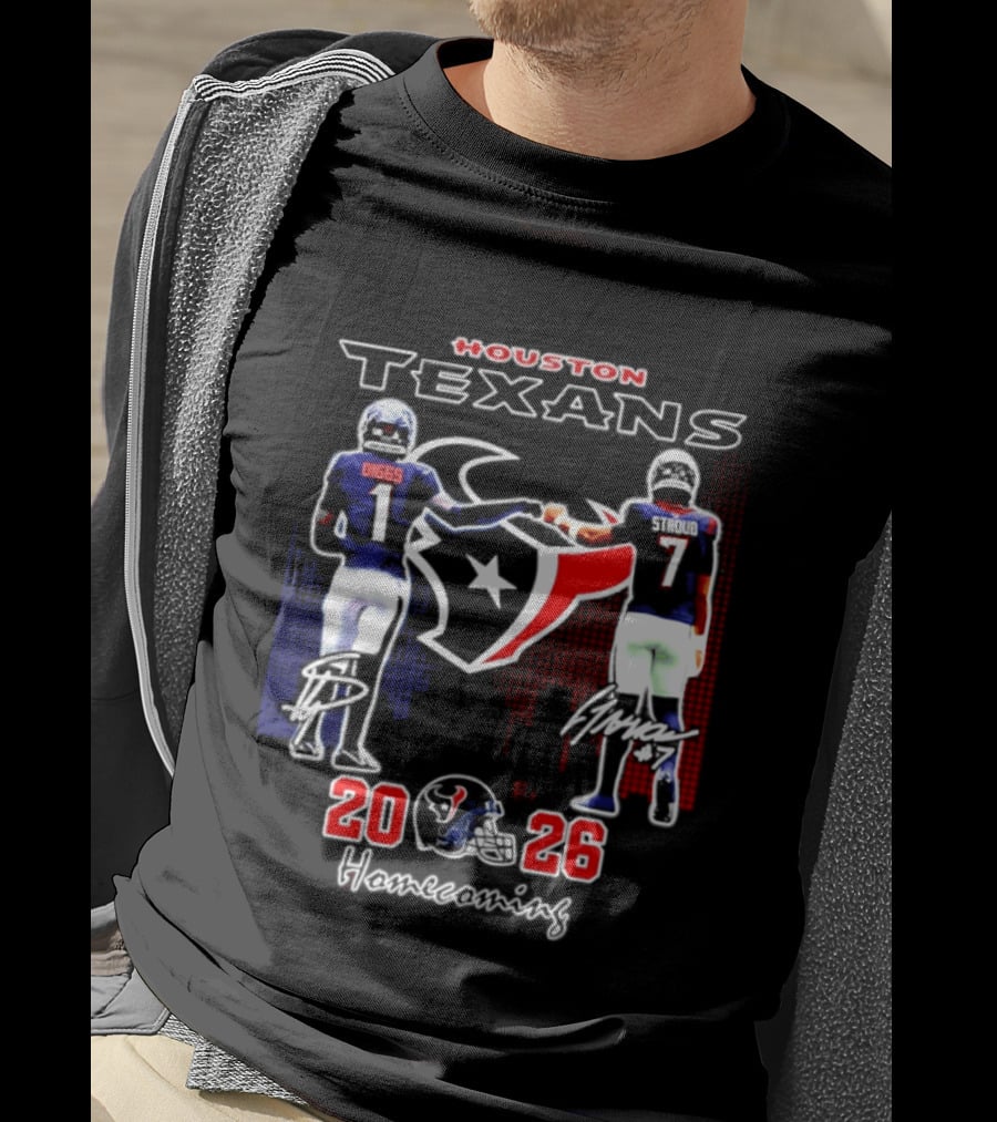 Houston Texans Stefon Diggs C.J. Stroud 2026 Homecoming Signatures T-Shirt