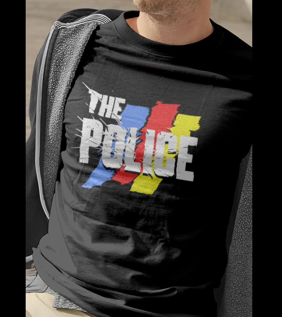 The Police Band Logo With Colorful Stripes T-Shirt