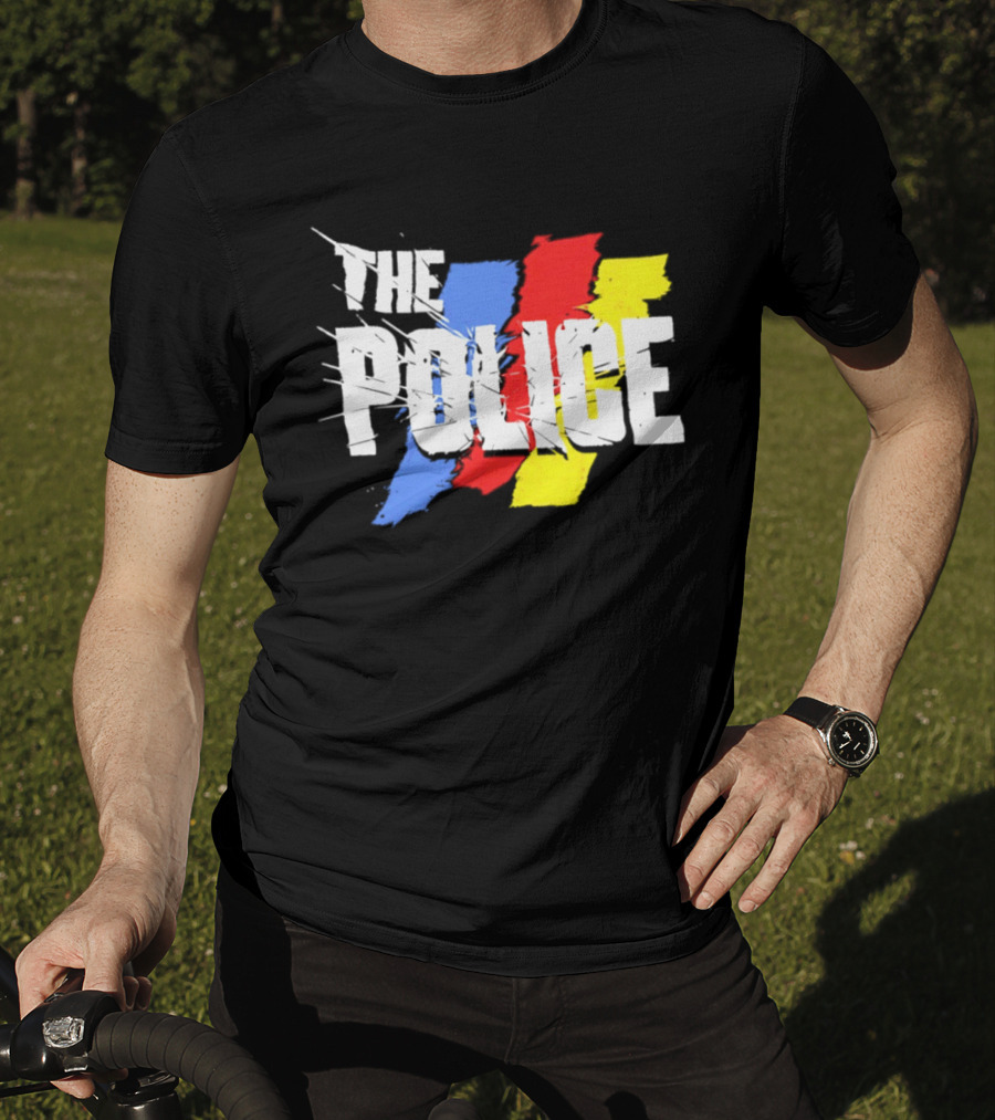 The Police Band Logo With Colorful Stripes T-Shirt
