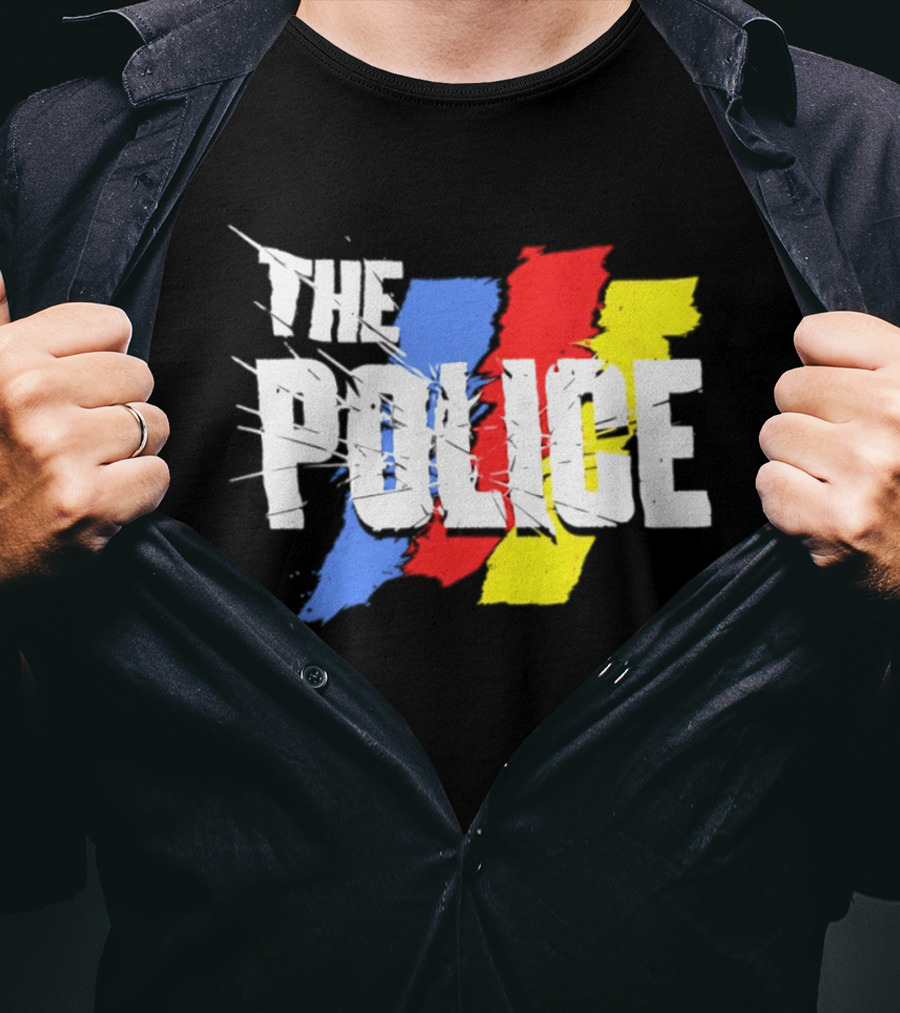The Police Band Logo With Colorful Stripes T-Shirt