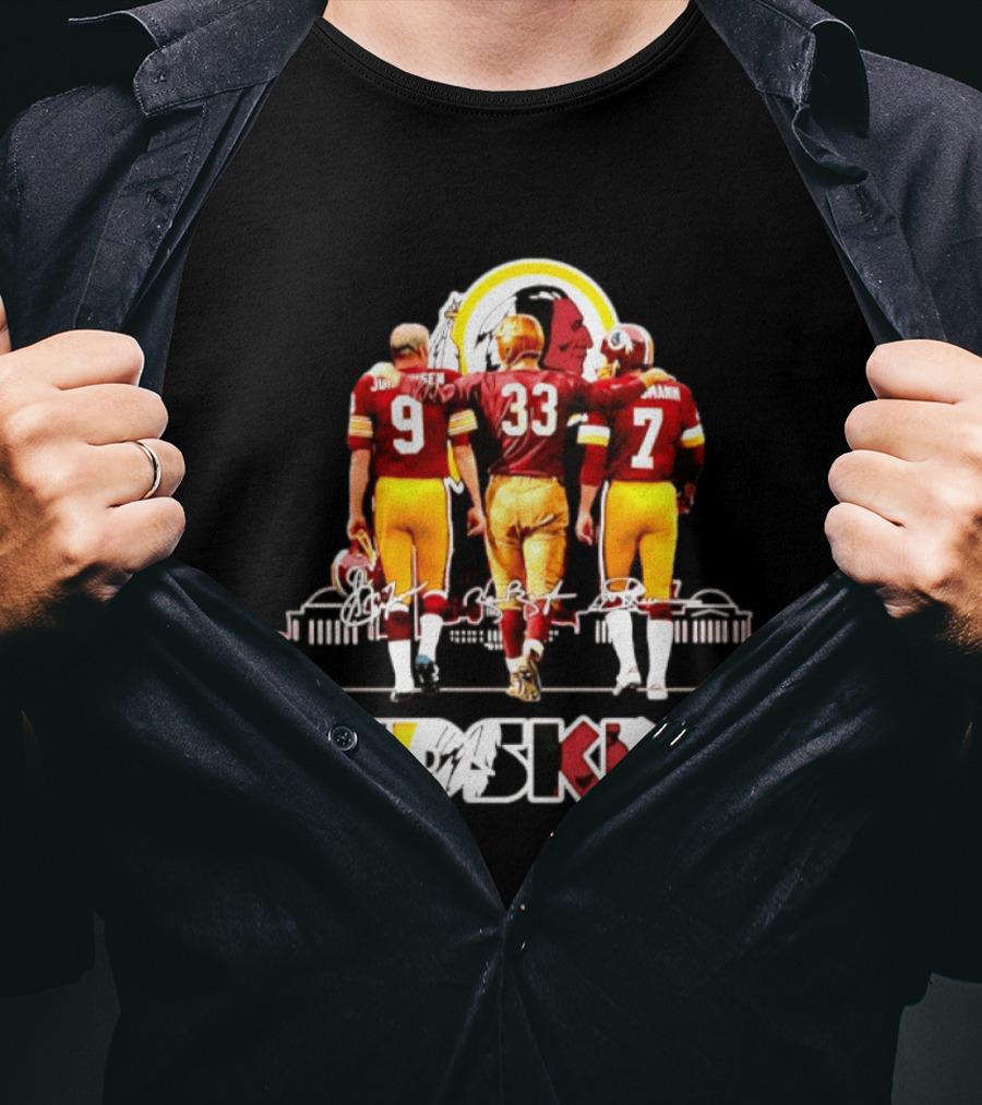 Redskins Football Legends Signatures Johnson Riggins Theismann Skyline T-Shirt