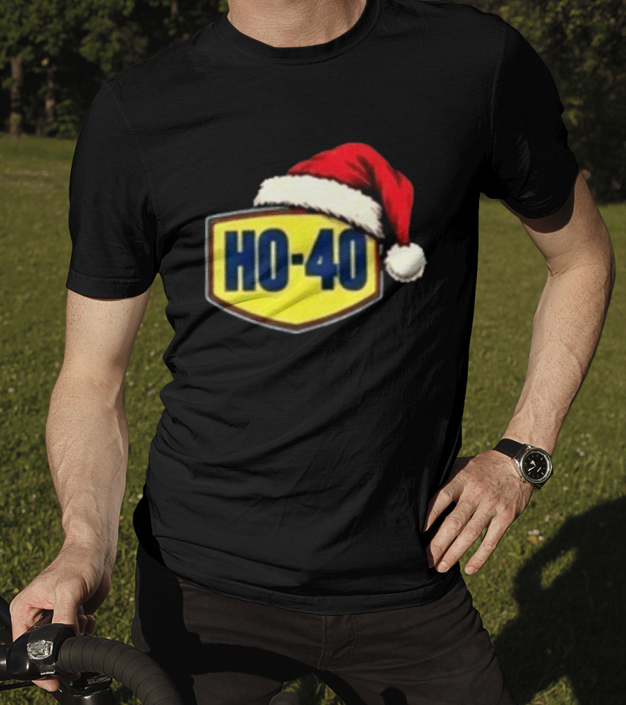 HO 40 Santa Hat Christmas Humor For Mechanic Enthusiasts T-Shirt