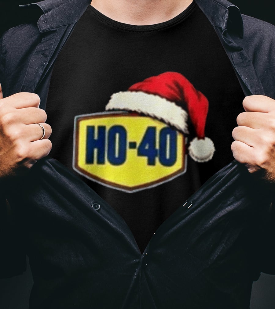 HO 40 Santa Hat Christmas Humor For Mechanic Enthusiasts T-Shirt