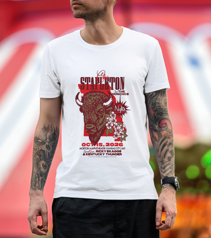 Chris Stapleton Kansas City MO Morton Amphitheater Oct 15 2026 Featuring The Honchos And Ricky Skaggs Kentucky Thunder T-Shirt