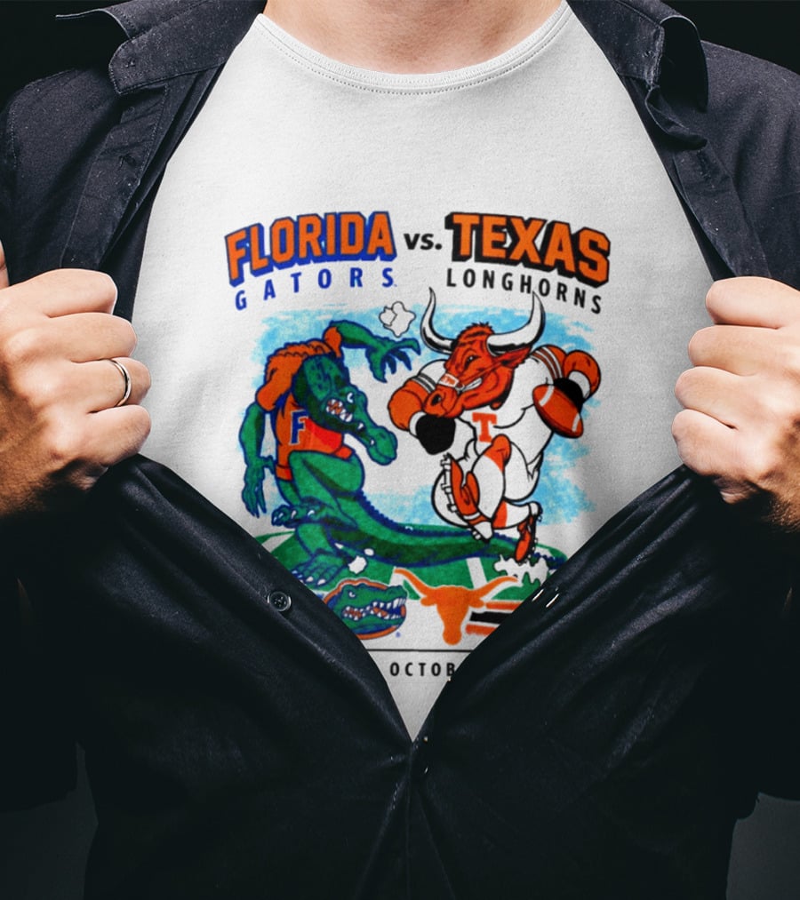 Florida Gators Vs Texas Longhorns Austin TX October 17 2026 Football Matchup T-Shirt