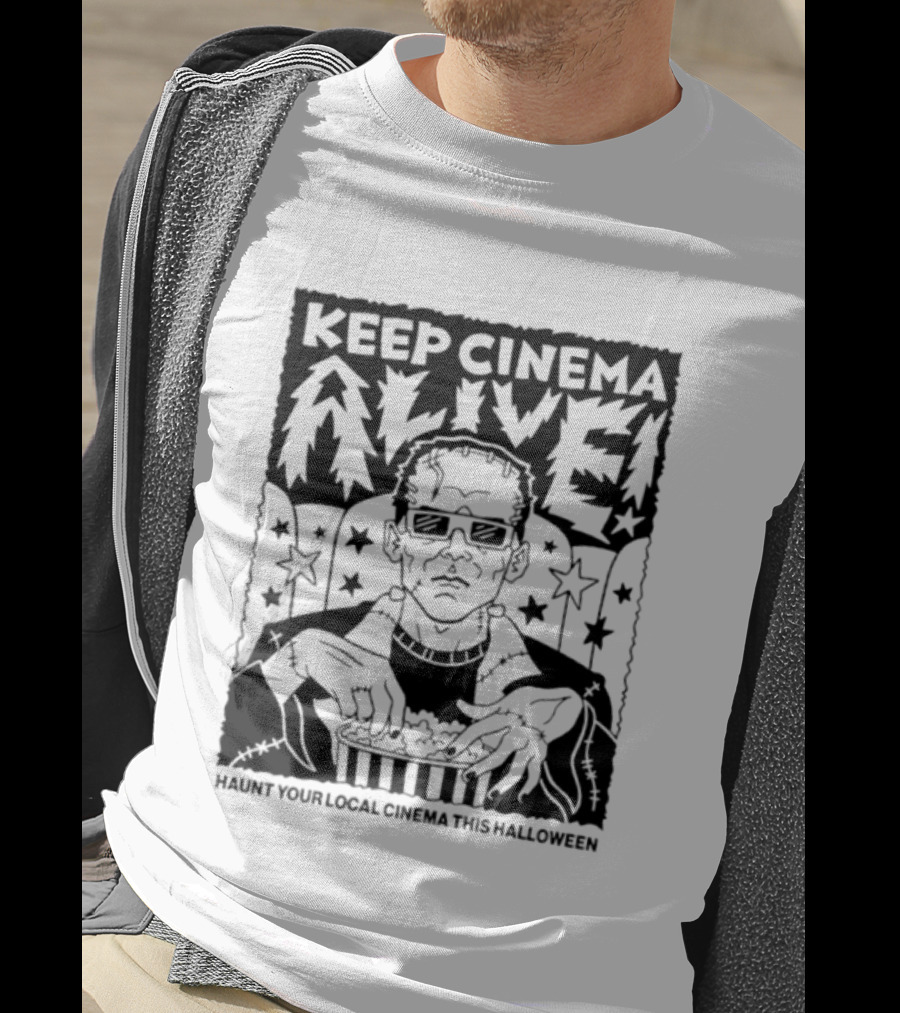 Frankenstein Keep Cinema Alive Haunt Your Local Cinema This Halloween Scary Movie Time T-Shirt