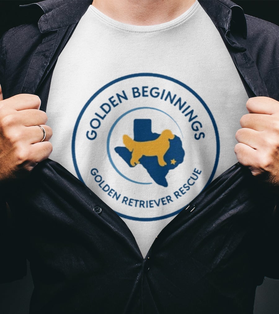 Golden Beginnings Golden Retriever Rescue Texas Map Dog T-Shirt