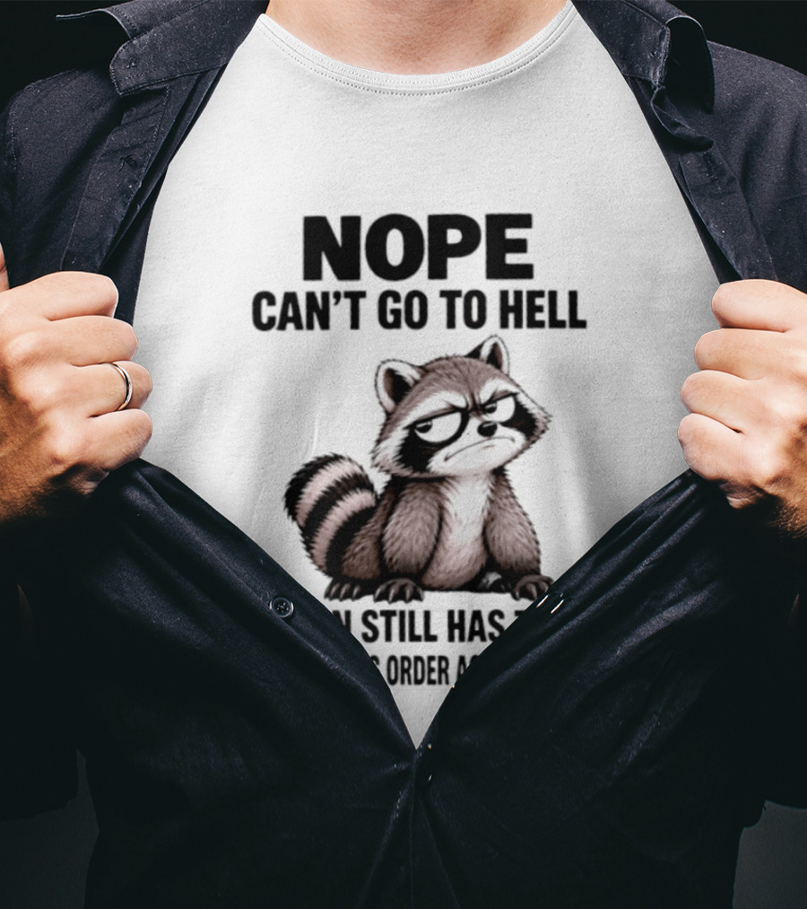 Nope Can't Go To Hell Raccoon Restraining Order Against Me T-Shirt