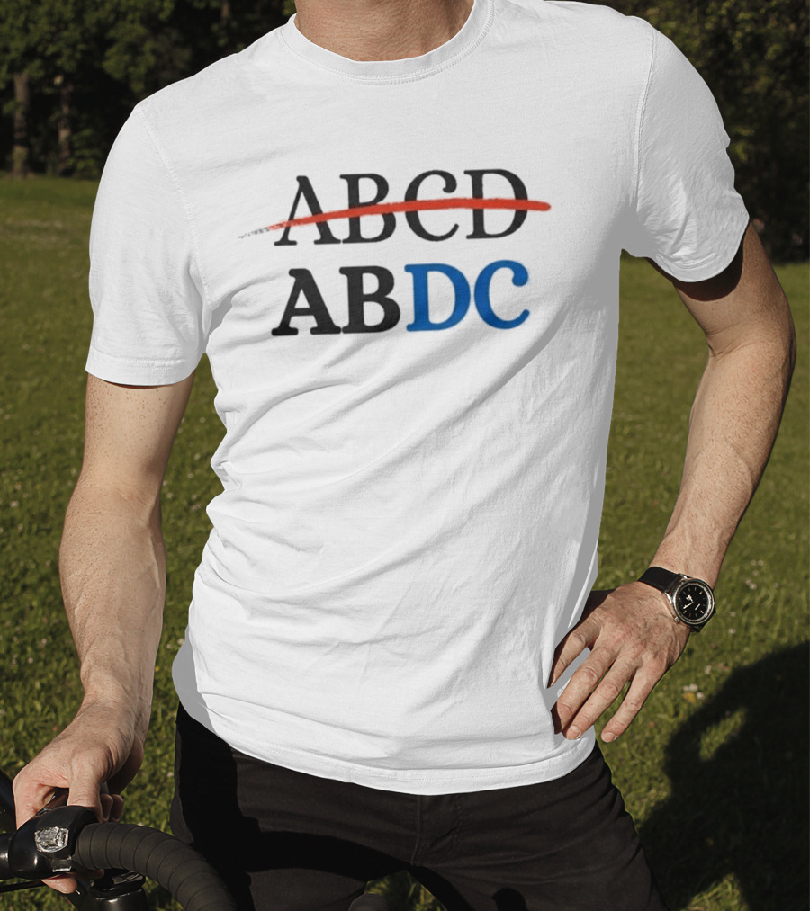 Rajesh Sharma Gulati ABCD Strikethrough ABDC Alphabet Correction T-Shirt