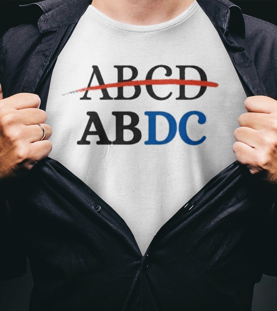 Rajesh Sharma Gulati ABCD Strikethrough ABDC Alphabet Correction T-Shirt