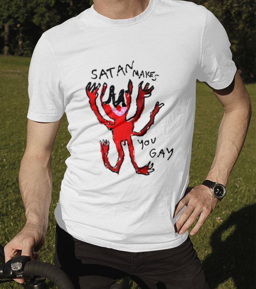 Satan Makes You Gay Devil Six Armed Creature T-Shirt
