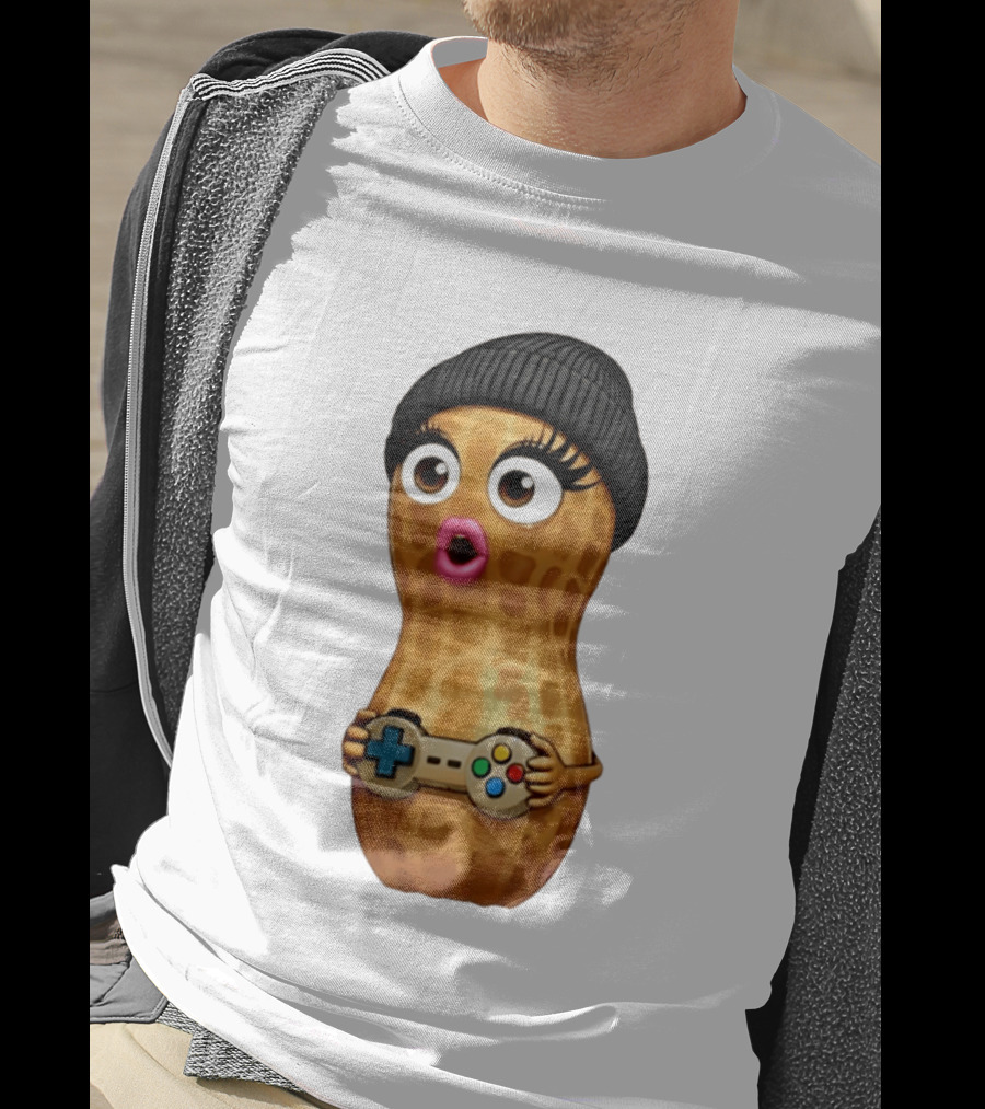 TheBurntPeanut Gamer Peanut With Beanie And Game Controller T-Shirt