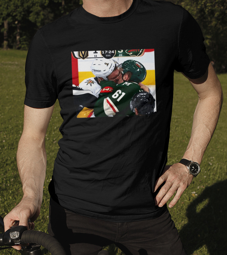 Lorenz And Lauzon Kissing Fight Vegas Golden Knights Minnesota Wild NHL Hockey T-Shirt
