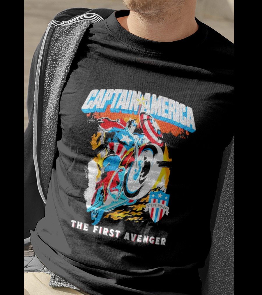 Captain America Motorcycle The First Avenger Marvel Exclusive T-Shirt