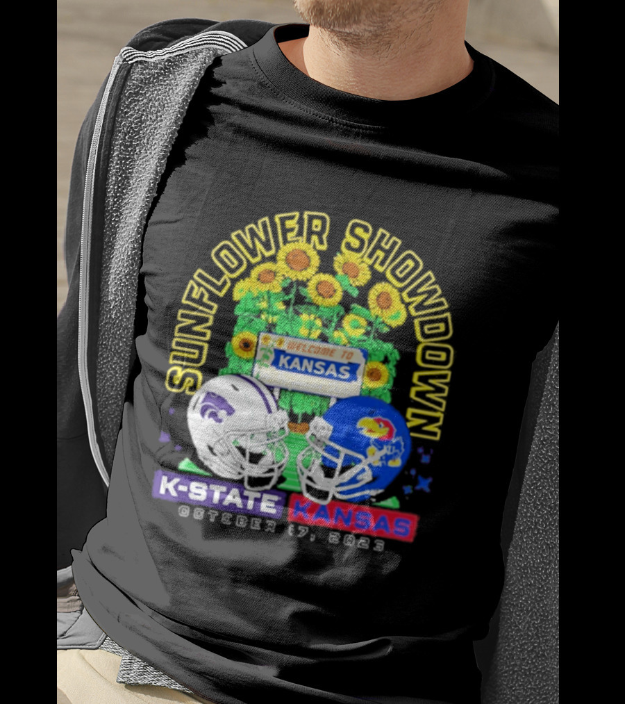 Sunflower Showdown K State Wildcats Vs Kansas Jayhawks October 17 2026 Welcome To Kansas Rivalry T-Shirt