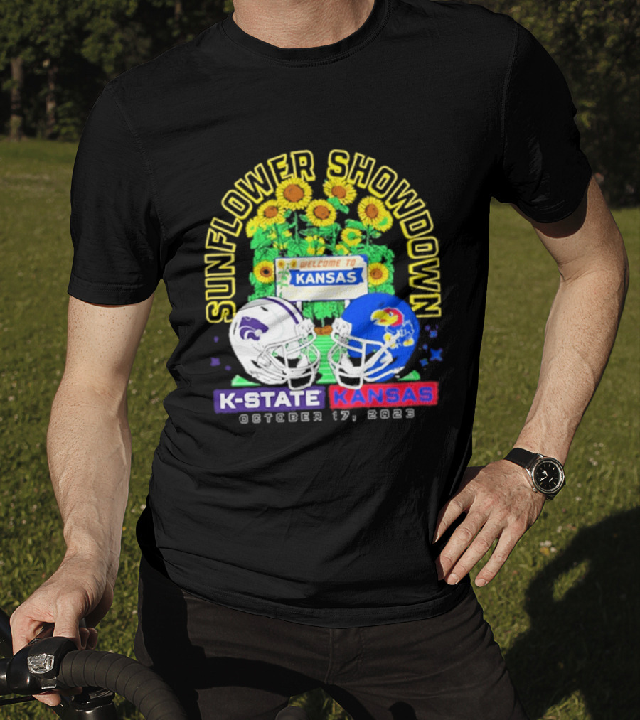 Sunflower Showdown K State Wildcats Vs Kansas Jayhawks October 17 2026 Welcome To Kansas Rivalry T-Shirt