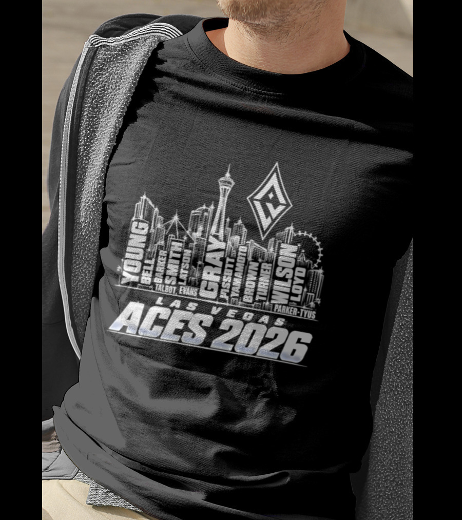 Las Vegas Aces 2026 City Skyline With Iconic Landmarks T-Shirt