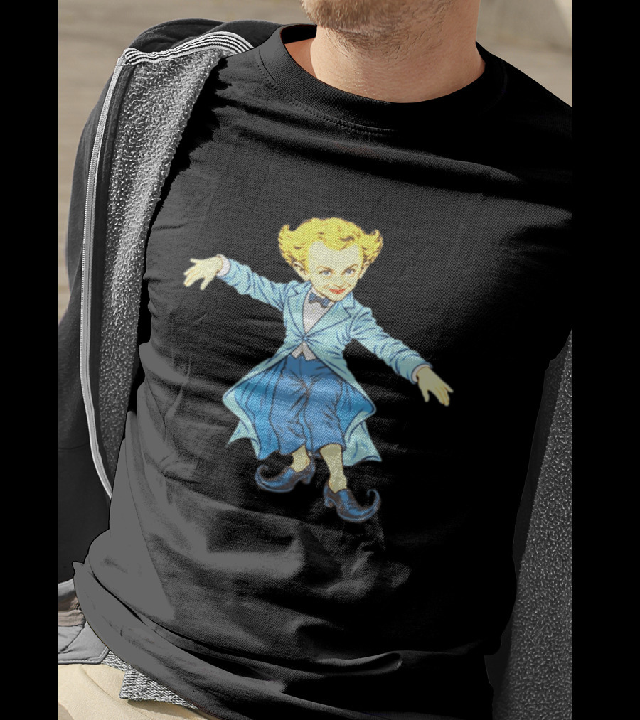 Rumpelstiltskin Tip Toe Cartoon Character In Blue Suit And Black Shoes T-Shirt