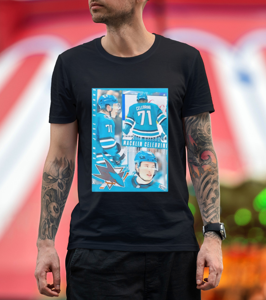 San Jose Sharks Macklin Celebrini 71 NHL 2026 All For One T-Shirt