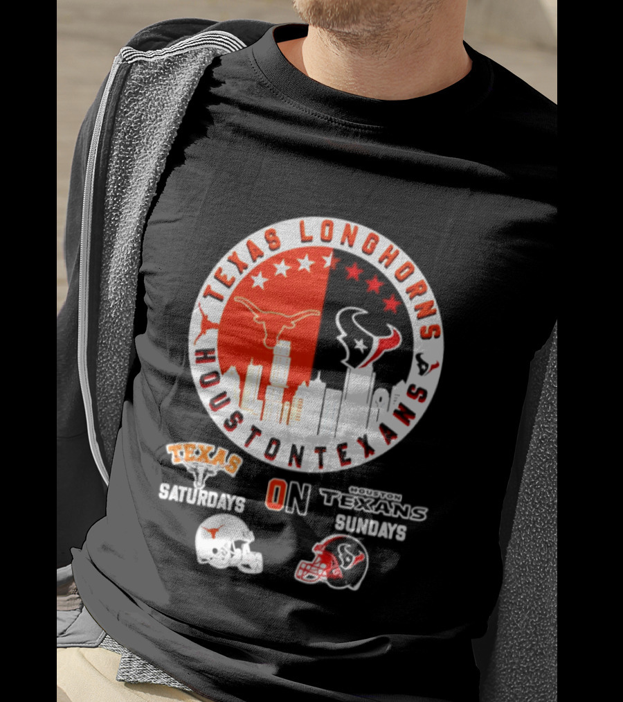 Texas Longhorns Houston Texans Saturdays Sundays Football Helmet T-Shirt