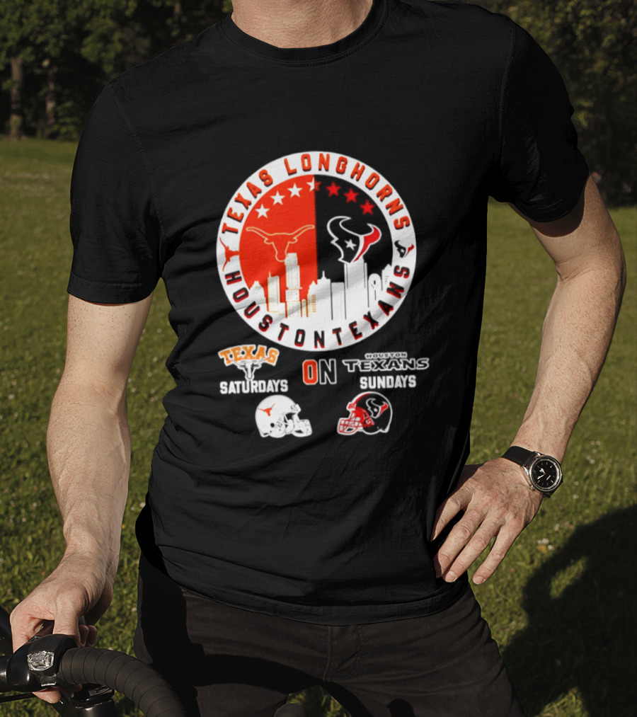 Texas Longhorns Houston Texans Saturdays Sundays Football Helmet T-Shirt