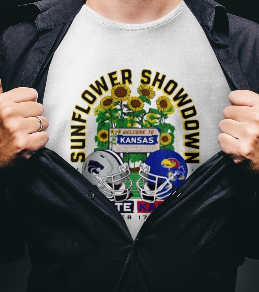 Sunflower Showdown K State Wildcats Vs Kansas Jayhawks October 17 2026 Football Game Welcome To Kansas T-Shirt