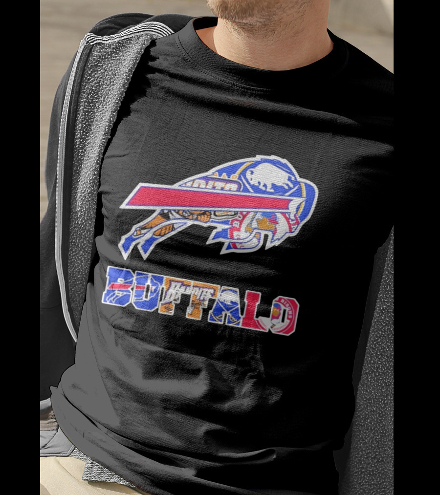 Buffalo Sabres Bandits Bisons Sports Team Logo Collage T-Shirt