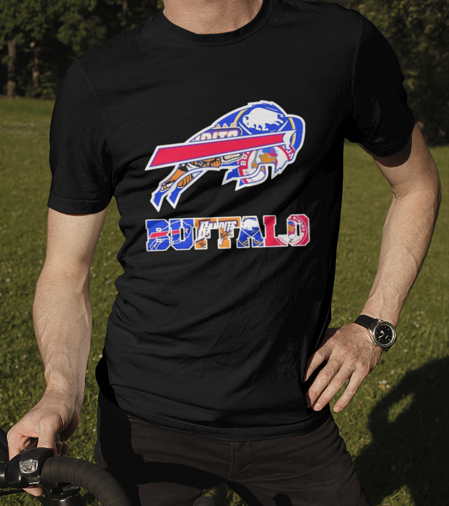 Buffalo Sabres Bandits Bisons Sports Team Logo Collage T-Shirt