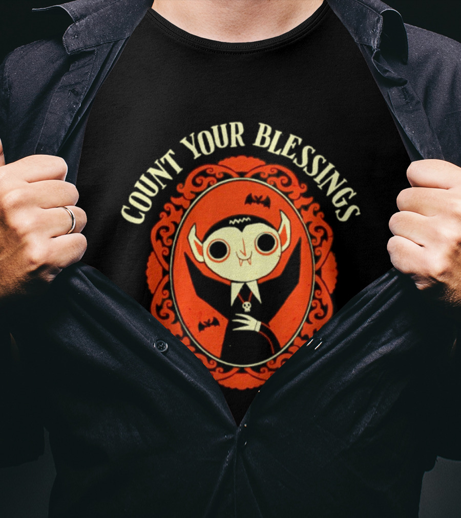 Count Your Blessings Vampire Goth Halloween T-Shirt