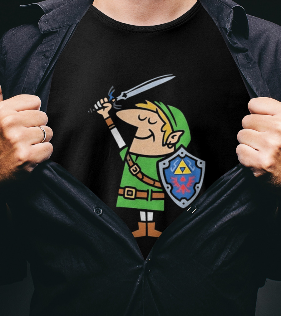 Little Caesars Link Green Zelda Shield Sword T-Shirt