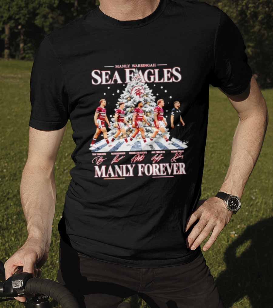 Manly Warringah Sea Eagles Manly Forever Christmas 2026 Players Signatures T-Shirt