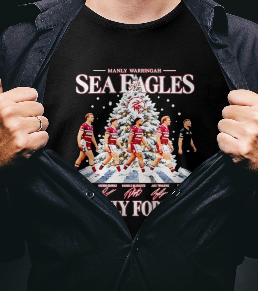 Manly Warringah Sea Eagles Manly Forever Christmas 2026 Players Signatures T-Shirt