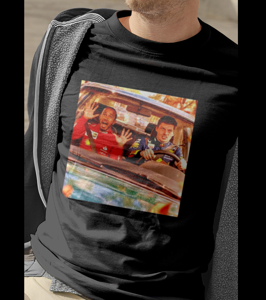 Max Verstappen Racing Scared Lewis Hamilton Passenger Scene T-Shirt