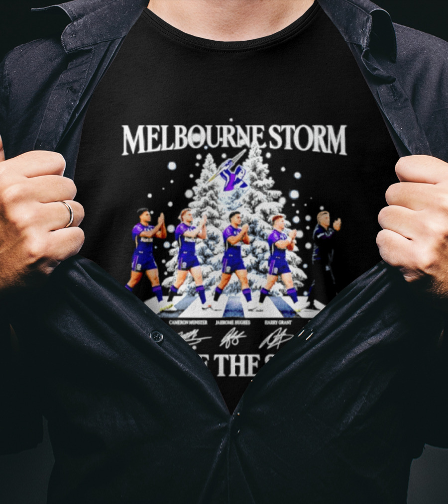 Melbourne Storm NRL 2026 Christmas Players Signatures We Are The Storm T-Shirt