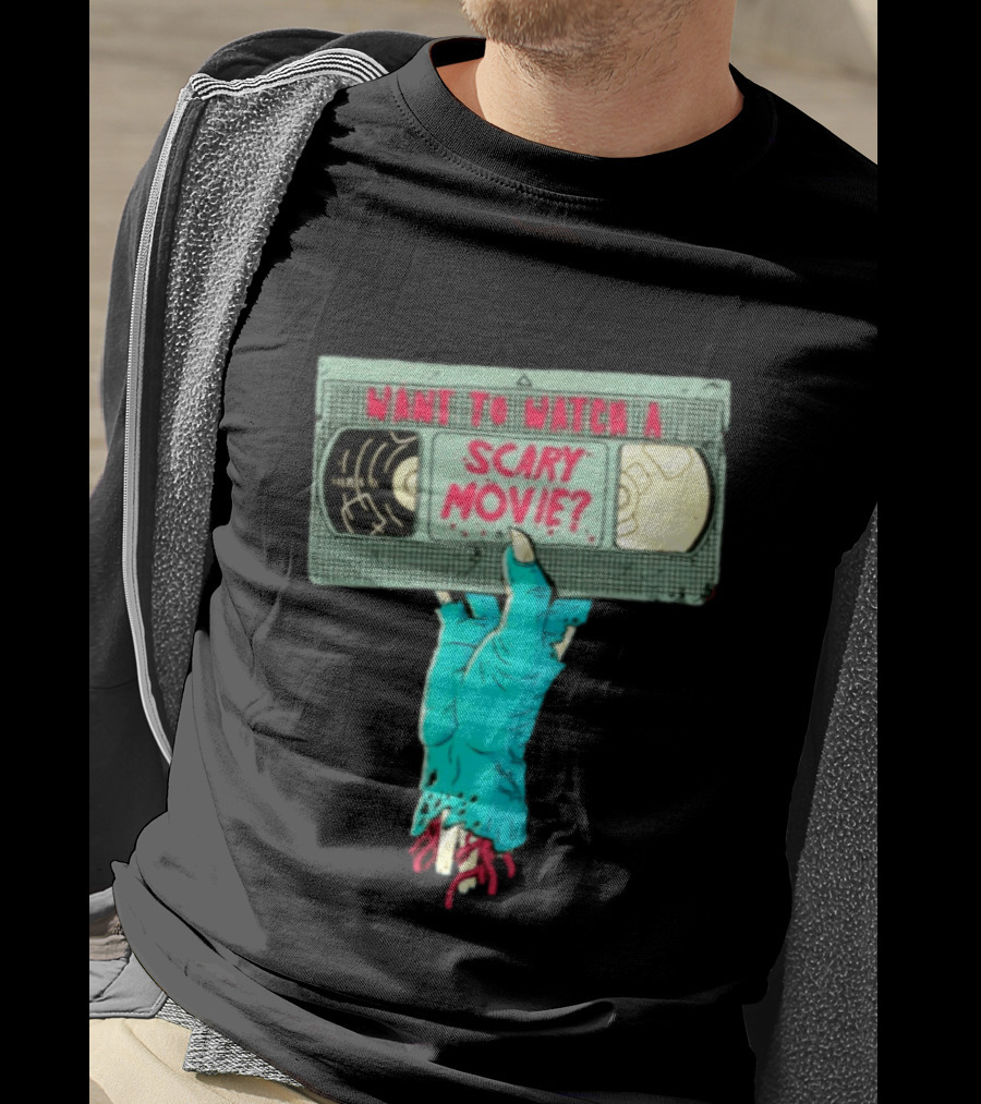 Want To A Scary Movie VHS Horror Hand T-Shirt