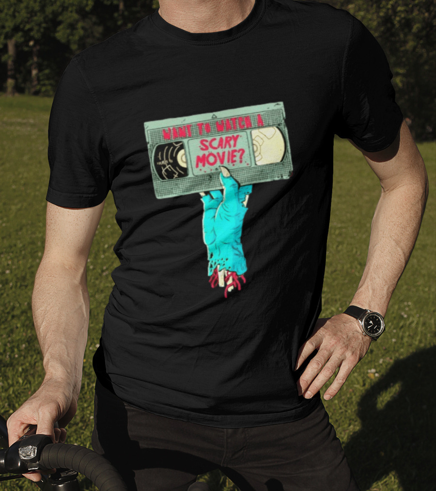 Want To A Scary Movie VHS Horror Hand T-Shirt