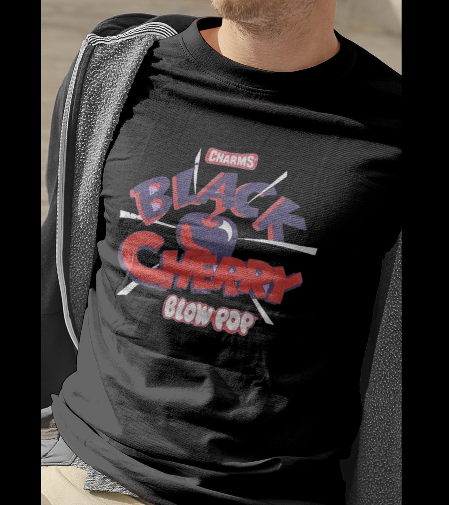 Charms Black Cherry Blow Pop Retro Design Phrases T-Shirt