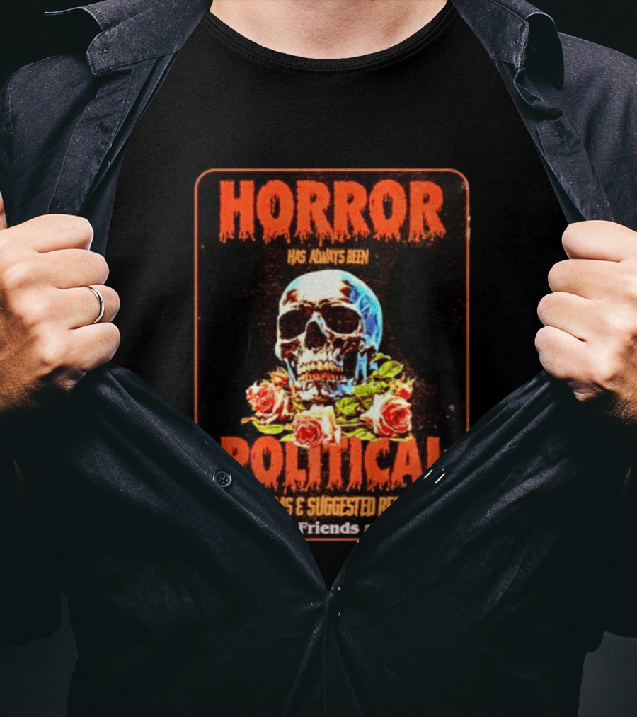 Horror Political Skull 13 Films Suggested Reading PM Press T-Shirt